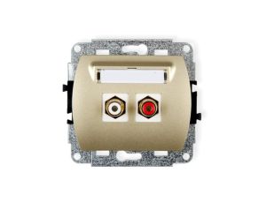 TREND Gniazdo podwójne RCA (typu cinch - biały i czerwony, pozłacany) złoty 6GRCA-2