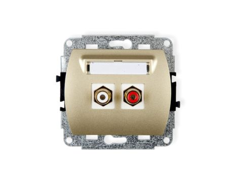 TREND Gniazdo podwójne RCA (typu cinch - biały i czerwony, pozłacany) złoty 6GRCA-2