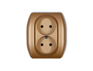 TREND Gniazdo podwójne b/u złoty metalik 8GP-2p