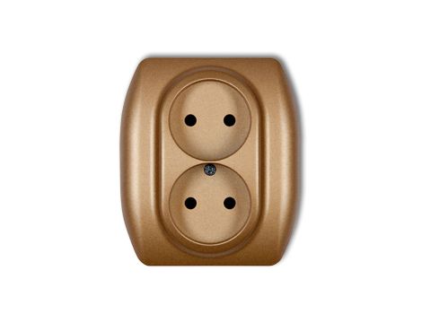 TREND Gniazdo podwójne b/u złoty metalik 8GP-2p