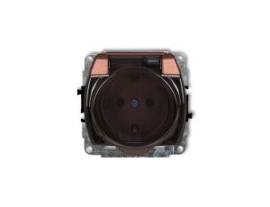 TREND Gniazdo bryzgoszczelne z/u SCHUKO (klapka dymna) brązowy metalik 9GPB-1sdp