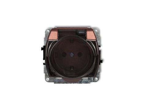 TREND Gniazdo bryzgoszczelne z/u SCHUKO (klapka dymna) brązowy metalik 9GPB-1sdp