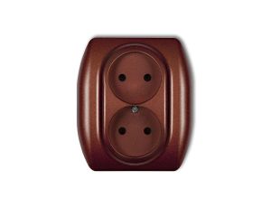 TREND Gniazdo podwójne b/u brĄzowy metalik 9GP-2p