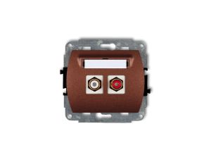 TREND Gniazdo podwójne RCA (typu cinch - biały i czerwony, pozłacany) brĄzowy metalik 9GRCA-2