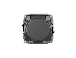 TREND Gniazdo bryzgoszczelne z/u SCHUKO (klapka brązowy metalik) grafitowy 11GPB-1sp