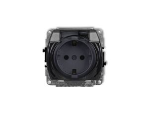 TREND Gniazdo bryzgoszczelne z/u SCHUKO (klapka dymna) grafitowy 11GPB-1sdp