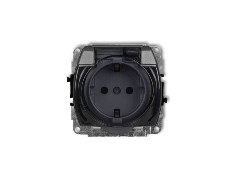 TREND Gniazdo bryzgoszczelne z/u SCHUKO (klapka dymna) grafitowy 11GPB-1sdp