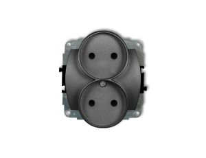 TREND Gniazdo podwójne b/u grafitowy 11GPR-2p