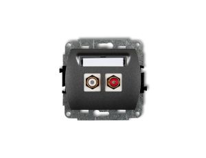 TREND Gniazdo podwójne RCA (typu cinch - biały i czerwony, pozłacany) grafitowy 11GRCA-2