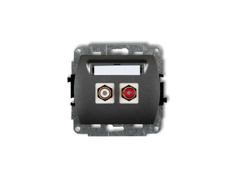 TREND Gniazdo podwójne RCA (typu cinch - biały i czerwony, pozłacany) grafitowy 11GRCA-2