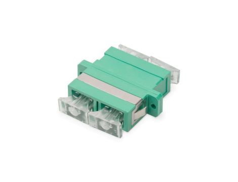 Adapter światłowodowy SC APC/SC APC, duplex, jednomodowy OS2, zielony, transparentna zaślepka DN-96003-1APC