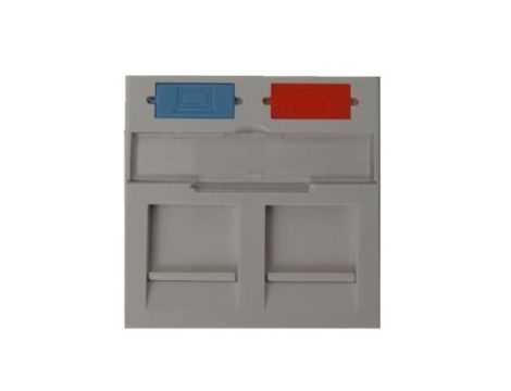 Adapter M45 2xKeystone klapki przeciwkurzowe biały z polem opisowym X-EAK02-B