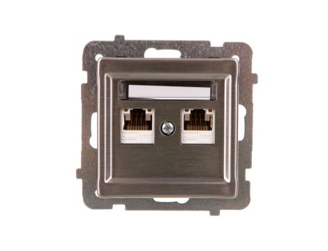 SONATA Gniazdo komputerowe podwójne 2xRJ45 kat.5e stal inox KRONE GPK-2RM/K/m/37