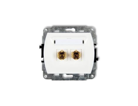 TREND Gniazdo głośnikowe pojedyncze (typu banan - czerwony i czarny, pozłacany, 4 mm2, do lutowania) biały GG-3