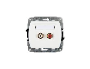 TREND Gniazdo podwójne RCA (typu cinch - biały i czerwony, pozłacany) biały GRCA-2