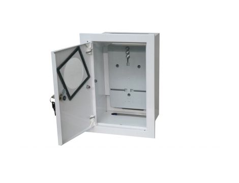 Szafka licznikowa podtynkowa metalowa 1x1F zamek okienko IP40 RAL 9003 A-RW18