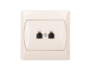 AKCENT Gniazdo telefoniczne podwójne RJ11 równoległe beżowe GPT-2AR/01