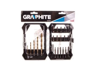Zestaw wierteł i bitów HSS 3, 4, 5, 6, 8mm, bity 25mm, bity 50mm, /zestaw 22szt./ 55H215