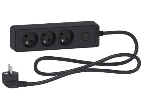 Odace Przedłużacz 3 gniazdowy z łącznikiem 1,5m antracyt ST9331B