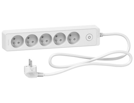 Odace Przedłużacz 5 gniazdowy z łącznikiem 1,5m biały ST9351W