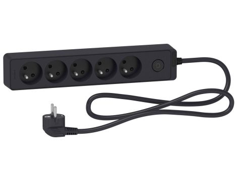 Odace Przedłużacz 5 gniazdowy z łącznikiem 1,5m antracyt ST9351B