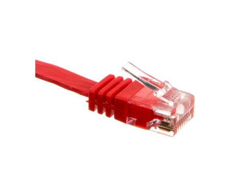 Kabel krosowy płaski patchcord U/UTP kat.6 czerwony 3m 96418