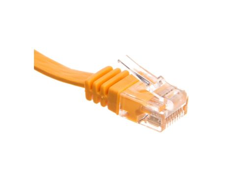 Kabel krosowy płaski patchcord U/UTP kat.6 żółty 0,5m 96396