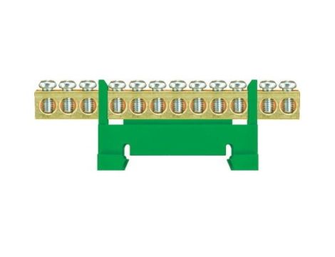 Listwa zaciskowa niska na szynę 12-torowa zielona TH35 E.4021