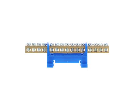 Listwa zaciskowa niska na szynę 15-torowa niebieska TH35 E.4025