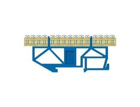 Listwa zaciskowa wysoka na szynę 15-torowa niebieska TH35 E.4046