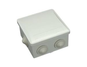 Puszka n/t hermetyczna 80x80x40 klik 6 dławików IP44 szara S-BOX 036O
