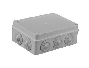 Puszka n/t hermetyczna 190x140x70 10 dławików IP65 szara S-BOX 406