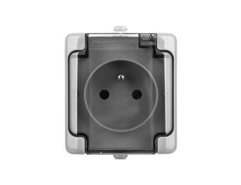 BRYZA Gniazdo hermetyczne pojedyncze z/u IP54 z klapką dymną szare 180032