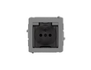 DECO Gniazdo bryzgoszczelne z/u (klapka dymna) szary mat 27DGPB-1zdp