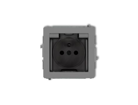 DECO Gniazdo bryzgoszczelne z/u (klapka dymna) szary mat 27DGPB-1zdp