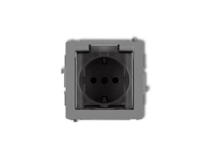 DECO Gniazdo bryzgoszczelne z/u SCHUKO (klapka dymna) szary mat 27DGPB-1sdp