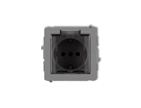 DECO Gniazdo bryzgoszczelne z/u SCHUKO (klapka dymna) szary mat 27DGPB-1sdp