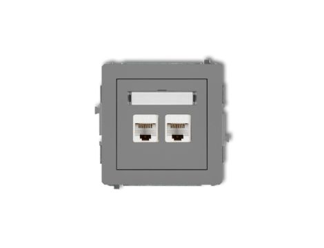 DECO Gniazdo komputerowe podwójny 2xRJ45, kat. 6, ekranowane, 8-stykowy szary mat 27DGK-6