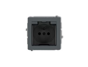 DECO Gniazdo bryzgoszczelne z/u (klapka dymna) grafitowy mat 28DGPB-1zdp