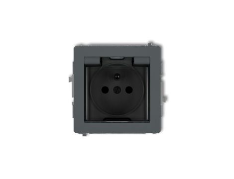 DECO Gniazdo bryzgoszczelne z/u (klapka dymna) grafitowy mat 28DGPB-1zdp
