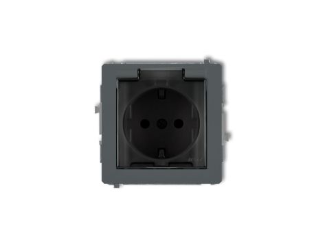 DECO Gniazdo bryzgoszczelne z/u SCHUKO (klapka dymna) grafitowy mat 28DGPB-1sdp