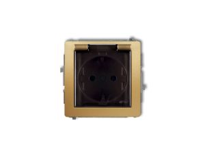 DECO Gniazdo bryzgoszczelne z/u SCHUKO (klapka dymna) złoty 29DGPB-1sdp