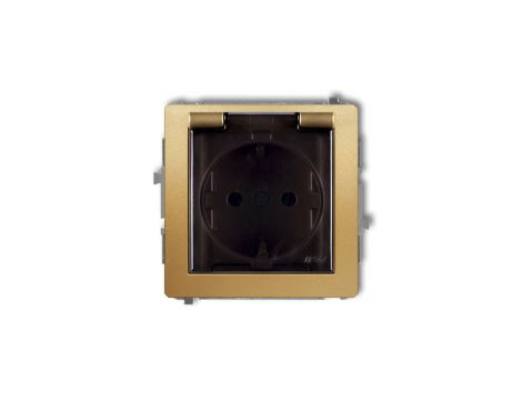 DECO Gniazdo bryzgoszczelne z/u SCHUKO (klapka dymna) złoty 29DGPB-1sdp