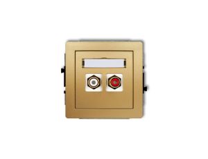 DECO Gniazdo podwójne RCA (typu cinch - biały i czerwony, pozłacany) złoty 29DGRCA-2