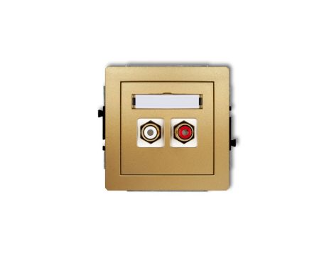 DECO Gniazdo podwójne RCA (typu cinch - biały i czerwony, pozłacany) złoty 29DGRCA-2