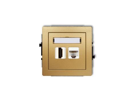 DECO Gniazdo pojedyncze HDMI + gniazda komp. poj. 1xRJ45, kat. 5e, 8-stykowy złoty 29DGHK