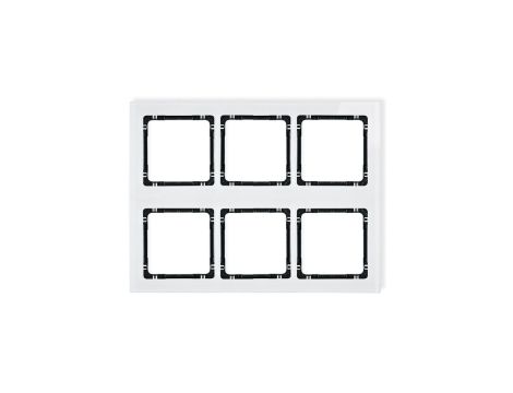 DECO Ramka modułowa 6 krotna (3 poziom, 2 pion) - efekt szkła (ramka biała spód czarny) biały 0-12-DRSM-3x2