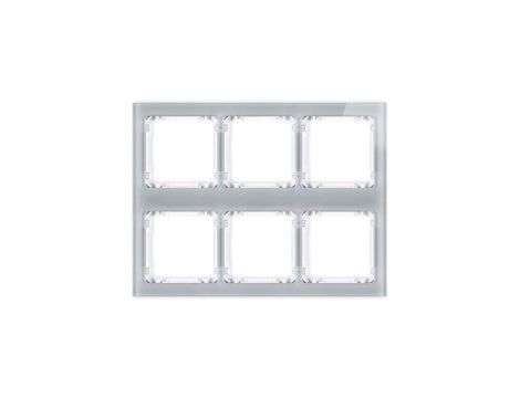 DECO Ramka modułowa 6 krotna (3 poziom, 2 pion) - efekt szkła (ramka szara spód biała) szary 15-0-DRSM-3x2