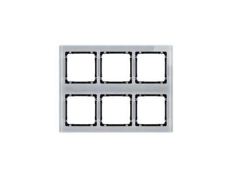 DECO Ramka modułowa 6 krotna (3 poziom, 2 pion) - efekt szkła (ramka szara spód czarny) szary 15-12-DRSM-3x2