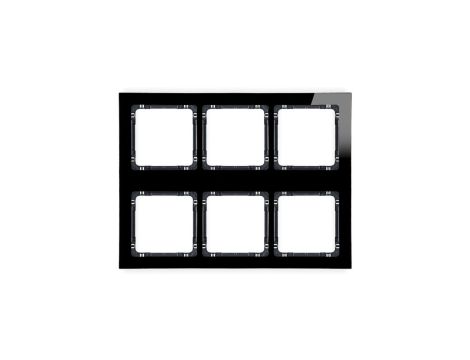 DECO Ramka modułowa 6 krotna (3 poziom, 2 pion) - efekt szkła (ramka czarna spód czarny) czarny 12-12-DRSM-3x2